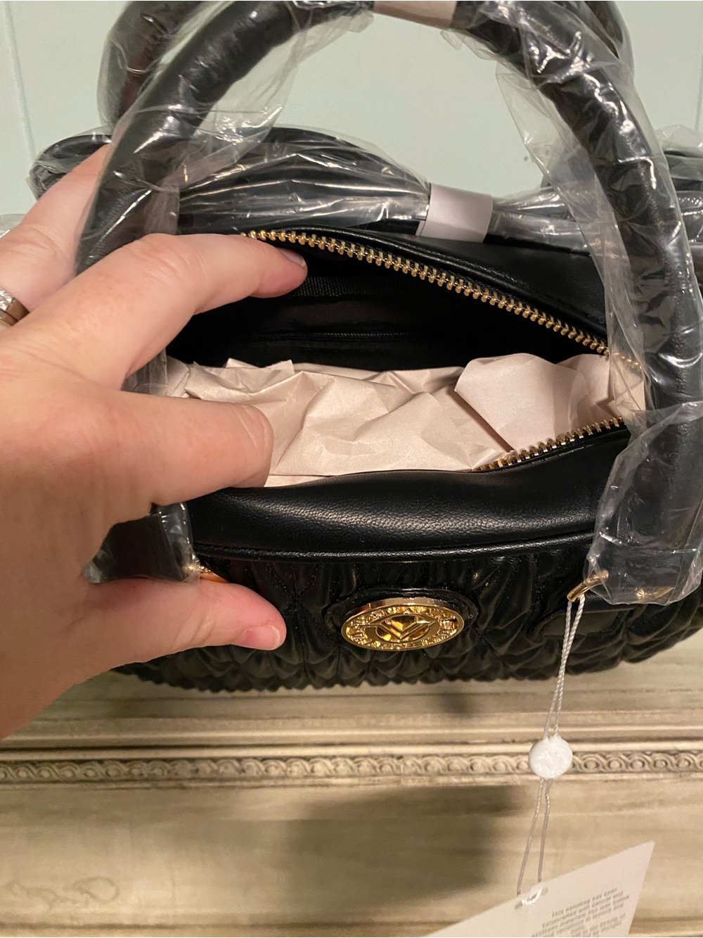 NWT Valentino Orlandi Black Quilted Top-Handle Bag - Picture 7 of 8